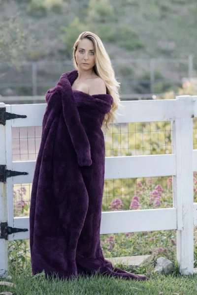 Sea To Me Blankets Carmel Faux Fur Throw Blanket In Purple