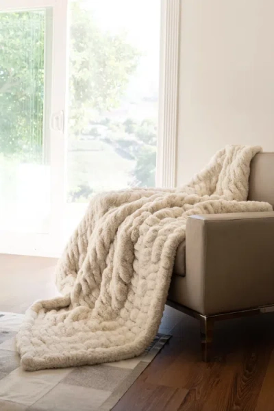 Sea To Me Blankets La Escapade Faux Fur Throw Blanket In Neutral