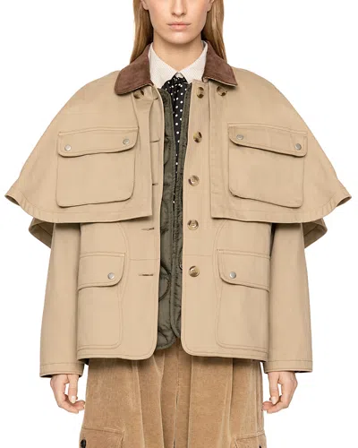 Sea Tristan Double Layer Cape Jacket In Brown