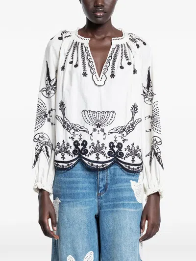 Sea V-neck Blouse In White