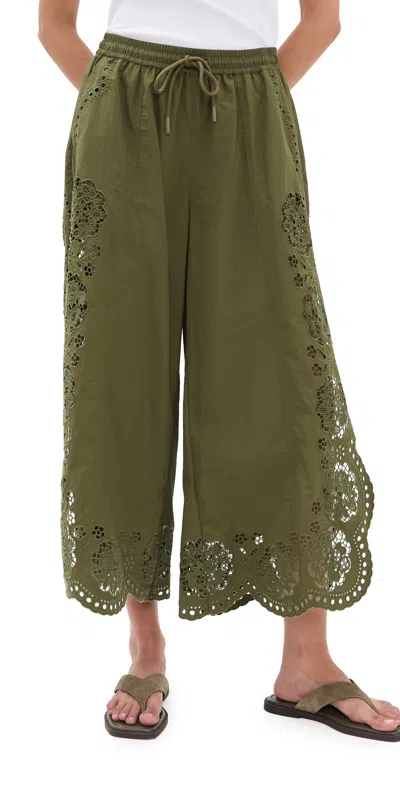 Sea Vittoria Eyelet Pants Olive In Green