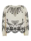 Sea White Blouse With V Neck And All-over Kingsley Embroidery In Cotton Woman In White
