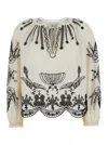 Sea White Blouse With V Neck And All-over Kingsley Embroidery In Cotton Woman In White