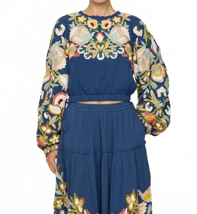 Sea Wilhelmina Embroidered Top In Blue In Multi