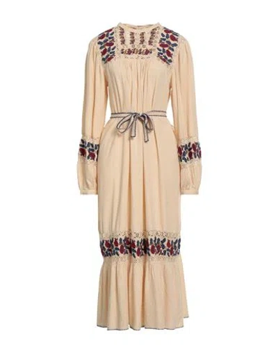 Sea Woman Midi Dress Beige Size M Silk In Sand