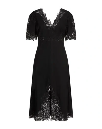 Sea Woman Midi Dress Black Size 4 Cotton, Linen, Polyester