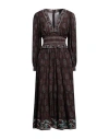 Sea Woman Midi Dress Chocolate Brown Size 6 Viscose, Cotton, Polyester In Brown