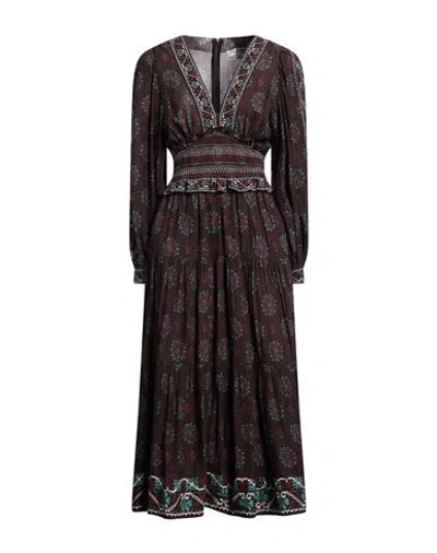 Sea Woman Midi Dress Chocolate Brown Size 6 Viscose, Cotton, Polyester