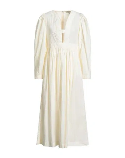 Sea Woman Midi Dress Cream Size L Cotton In White