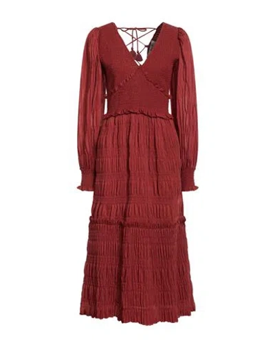 Sea Woman Midi Dress Rust Size M Polyester In Red