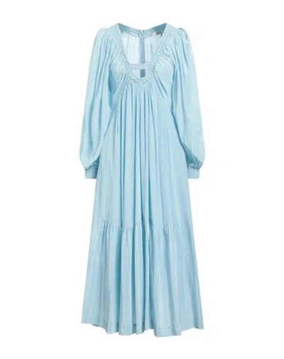 Sea Woman Midi Dress Sky Blue Size M Silk