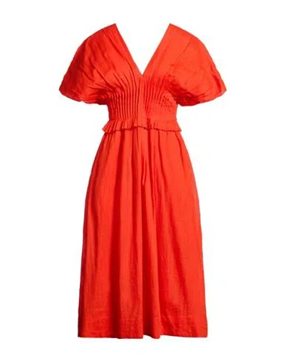 Sea Woman Midi Dress Tomato Red Size 10 Ramie