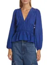 Sea Women's Fabiola Silk Ruched Blouse In Cobalt