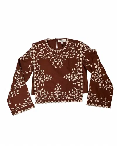 Sea Women's Frances Long Sleeve Embroidered Top In Brown