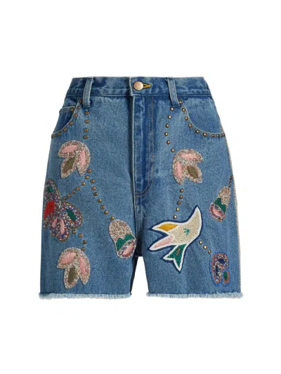 Sea Women's Kara Beaded Denim Shorts In Blue
