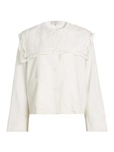 Sea Women's Marie Embroidered Cotton Jacket In White