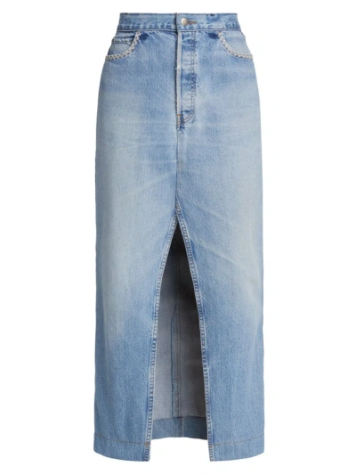 Sea Women's Marion Mended Maxi Denim Skirt In Blue