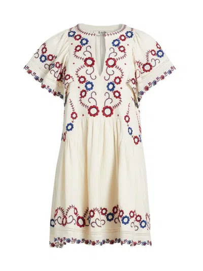 Sea Women's Soren Cotton Floral-embroidered Minidress In Cream Multi