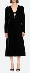 Sea Paloma Velvet Long Sleeve Dress Black S In Black