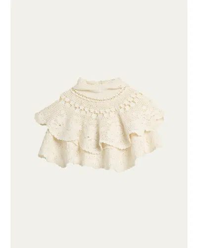 Sea Wright Knit Crochet Capelet In Cream