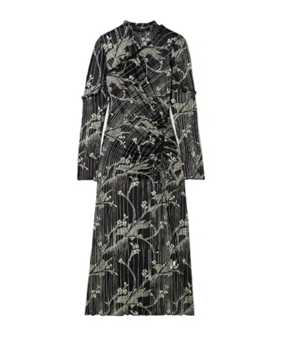 Sea Wrinkled Printed Mid-length Dress In Blue