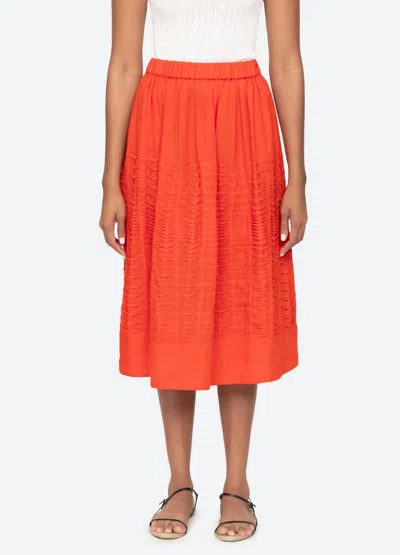 Sea Zora Pleated Midi Skirt In Chili In Orange