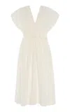 Sea Zora Pleated Voile Midi Dress In Ivory
