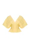 Sea Zora Pintucked Ramie Top In Yellow