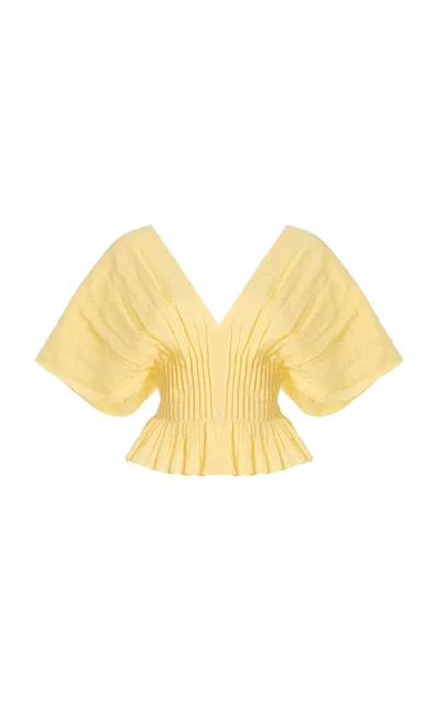 Sea Zora Pintucked Ramie Top In Yellow
