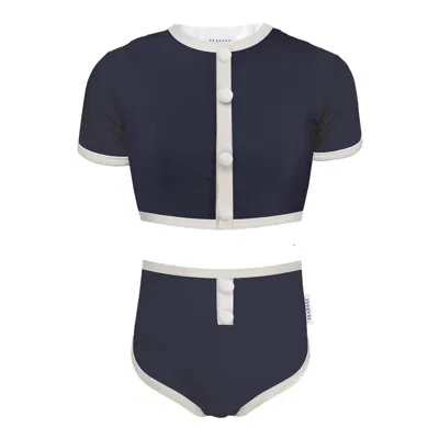 Seabass Blue Women Uv Two-piece Swimsuit Coco Monaco - Navy