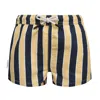 Seabass Men's Yellow / Orange / Blue Uv Swim Short Sorrento - Navy Yellow Stripes In Yellow/orange/blue