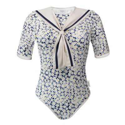 Seabass Women's Uv Swimsuit Sailor Palermo - Navy Daisy In Blue