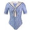 Seabass Women's White / Blue Uv Swimsuit Sailor Positano - Royal Blue In White/blue