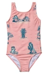 Seaesta Surf Kids' Coastal Cowgirl One-piece Swimsuit In Rose