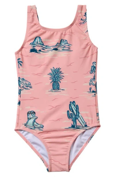 Seaesta Surf Kids' Coastal Cowgirl One-piece Swimsuit In Rose