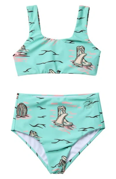Seaesta Surf Kids' Coastal Cowgirl Two-piece Swimsuit In Turquoise