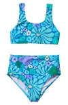 Seaesta Surf Kids' Fleurs Two-piece Swimsuit In Aqua
