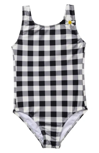 Seaesta Surf Kids' Seaside Gingham One-piece Swimsuit In Black