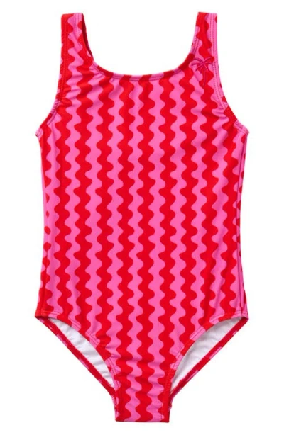 Seaesta Surf Kids' Small Waves One-piece Swimsuit In Pink