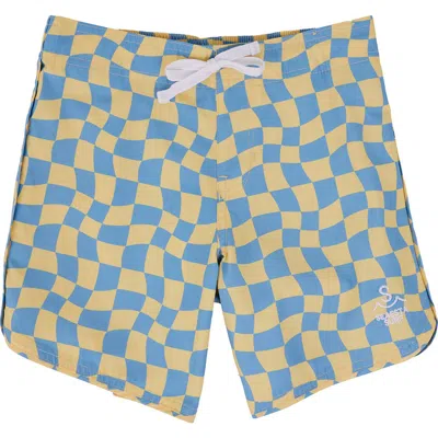 Seaesta Surf Kids' Wavy Checks Banana Board Shorts