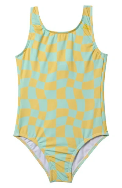 Seaesta Surf Kids' Wavy Checks One-piece Swimsuit In Multi
