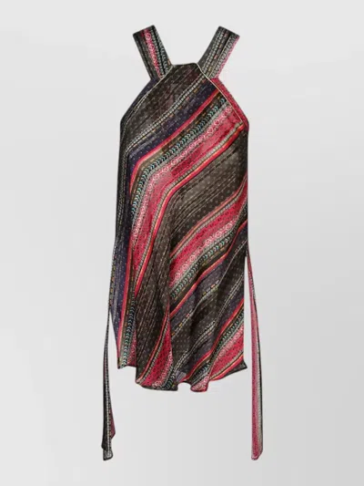 Seafarer Asymmetric Hem Sleeveless Shirt Tie Back In Black