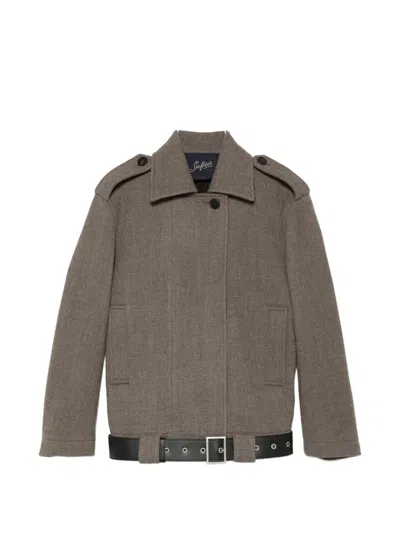 Seafarer Belted Epaulette Jacket In Brown