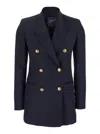 Seafarer 'betty' Blue Jacket With Shoulder Pads And Metallic Buttons In Virgin Wool Woman