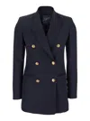 Seafarer 'betty' Blue Jacket With Shoulder Pads And Metallic Buttons In Virgin Wool Woman In Blue