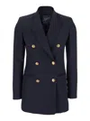Seafarer 'betty' Blue Jacket With Shoulder Pads And Metallic Buttons In Virgin Wool Woman In Blue