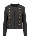 Seafarer Black Solid Crew Neck Blazer In Black