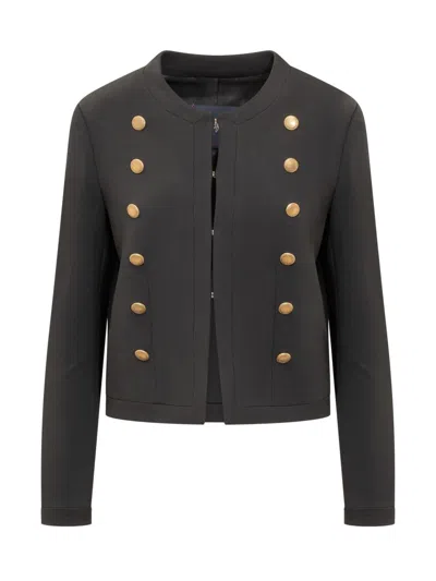 Seafarer Black Solid Crew Neck Blazer
