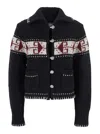 Seafarer Black Sweater With Spread Collar And Fair Isle Motif In Wool Blend Woman In Black