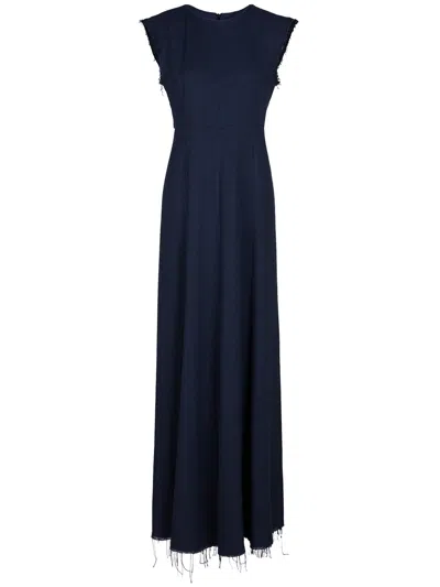 Seafarer Frayed-hem Maxi Dress In Blue